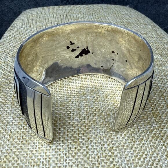 Vintage Heavy Mexico 925 Sterling Silver Monkey Tribal Cuff Bracelet 72 Grams - Picture 8 of 15